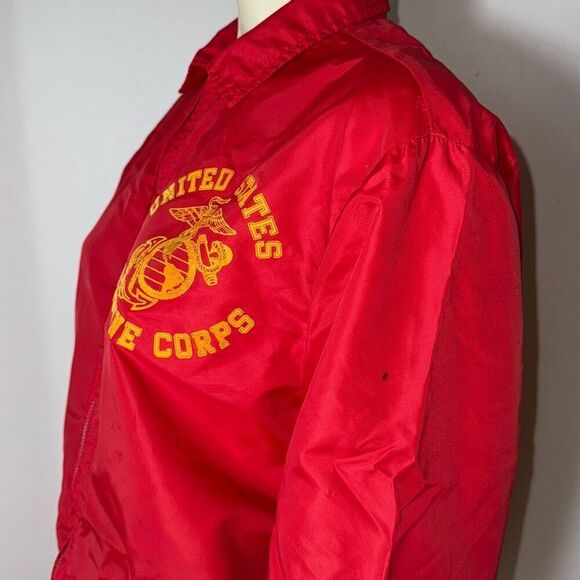 Vintage Marine Corp Jacket Medium 70s Artex USMC Red Military Lightweight Nylon - Picture 9 of 16